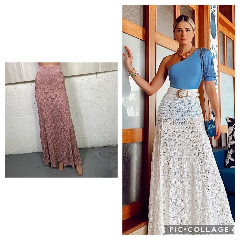 NEW Galeria Tricot Gabriele Pink Knit Long Skirt S